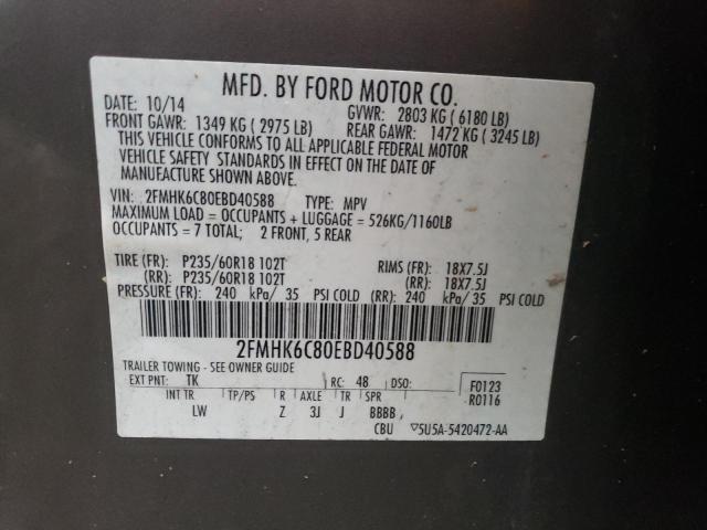 Photo 11 VIN: 2FMHK6C80EBD40588 - FORD FLEX SEL 