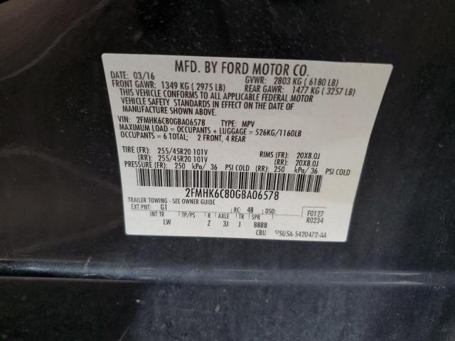 Photo 12 VIN: 2FMHK6C80GBA06578 - FORD FLEX SEL 