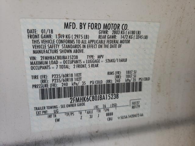 Photo 9 VIN: 2FMHK6C80JBA15238 - FORD FLEX 