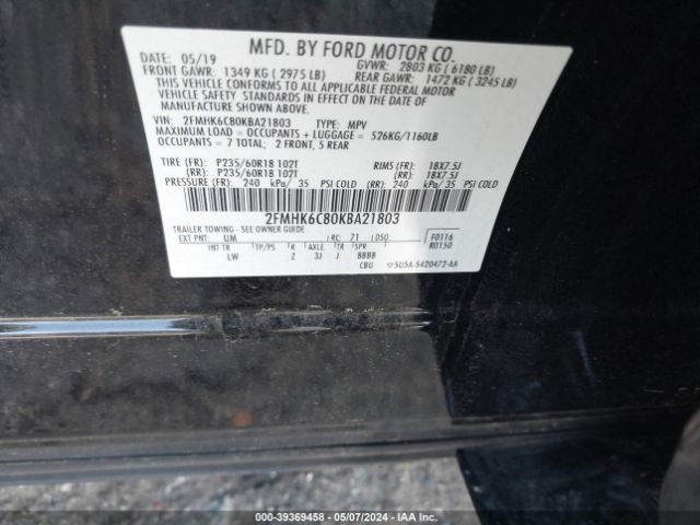 Photo 8 VIN: 2FMHK6C80KBA21803 - FORD FLEX 