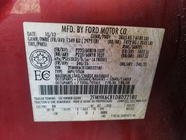 Photo 9 VIN: 2FMHK6C81DBD22180 - FORD FLEX SEL 