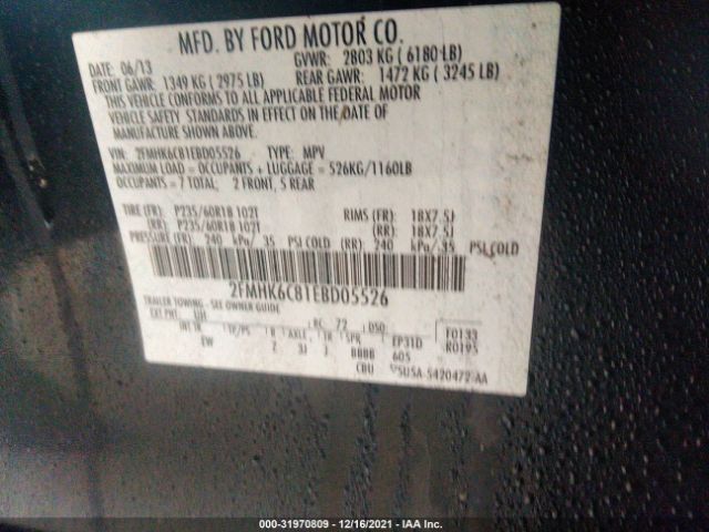 Photo 8 VIN: 2FMHK6C81EBD05526 - FORD FLEX 