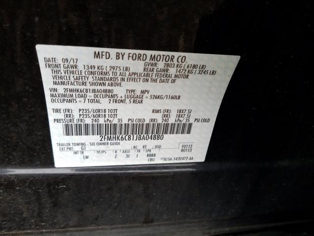 Photo 9 VIN: 2FMHK6C81JBA04880 - FORD FLEX SEL 