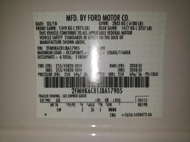 Photo 9 VIN: 2FMHK6C81JBA17905 - FORD FLEX SEL 