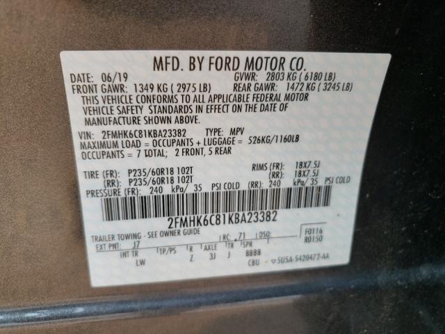 Photo 9 VIN: 2FMHK6C81KBA23382 - FORD FLEX SEL 