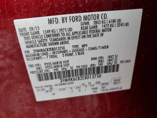 Photo 12 VIN: 2FMHK6C82EBD13750 - FORD FLEX SEL 