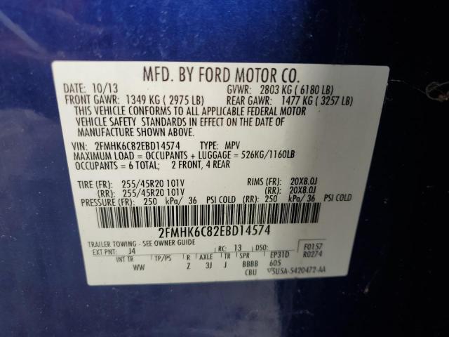 Photo 12 VIN: 2FMHK6C82EBD14574 - FORD FLEX SEL 