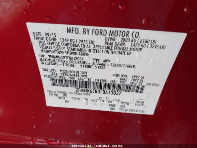 Photo 8 VIN: 2FMHK6C83FBA13037 - FORD FLEX 