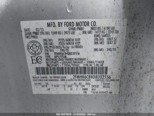 Photo 8 VIN: 2FMHK6C84DBD32556 - FORD FLEX 