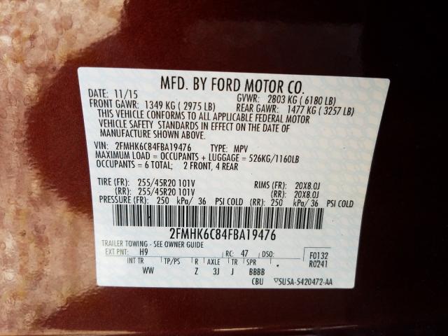 Photo 9 VIN: 2FMHK6C84FBA19476 - FORD FLEX 