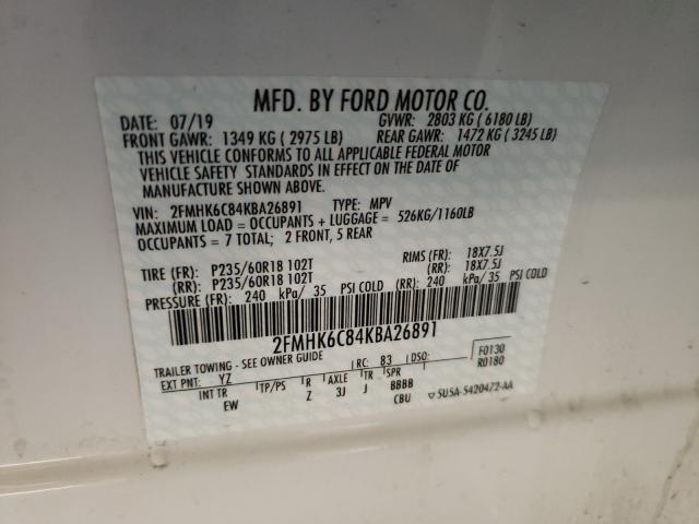 Photo 9 VIN: 2FMHK6C84KBA26891 - FORD FLEX SEL 