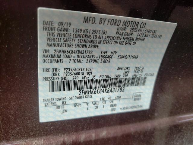 Photo 9 VIN: 2FMHK6C84KBA31783 - FORD FLEX SEL 