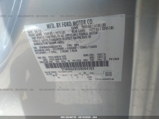 Photo 8 VIN: 2FMHK6C85DBD04183 - FORD FLEX 