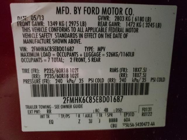 Photo 9 VIN: 2FMHK6C85EBD01687 - FORD FLEX SEL 