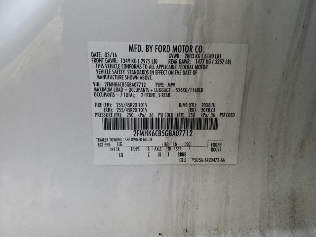 Photo 12 VIN: 2FMHK6C85GBA07712 - FORD FLEX 