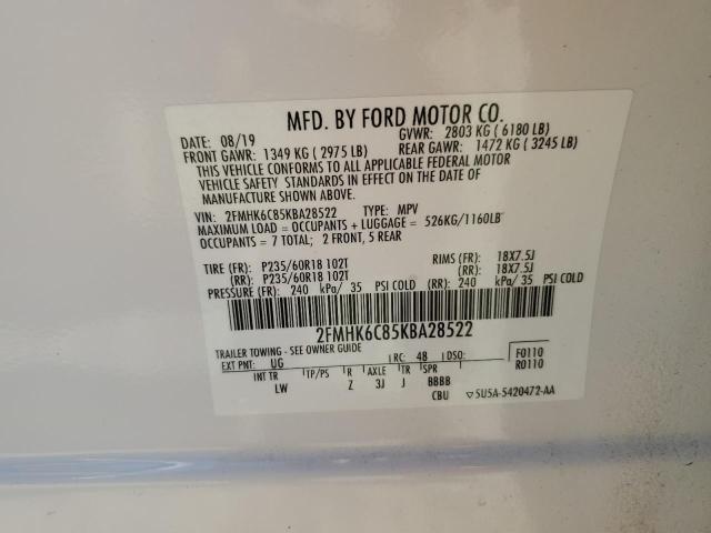 Photo 12 VIN: 2FMHK6C85KBA28522 - FORD FLEX SEL 