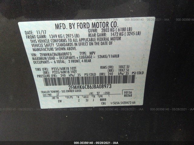 Photo 8 VIN: 2FMHK6C86JBA08973 - FORD FLEX 