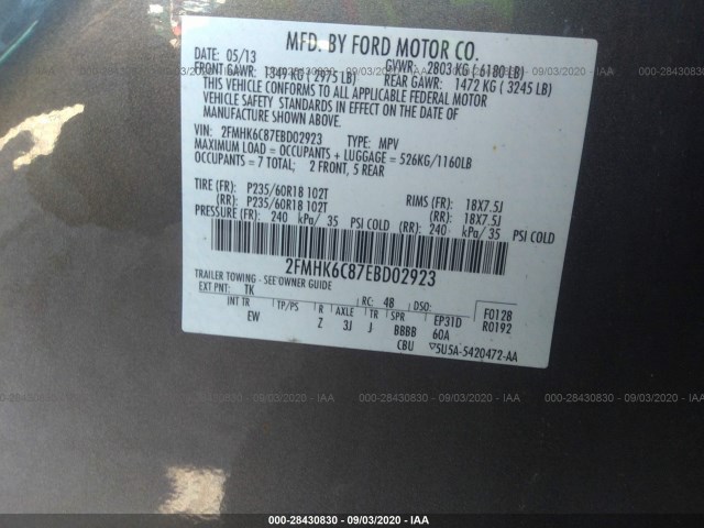 Photo 8 VIN: 2FMHK6C87EBD02923 - FORD FLEX 