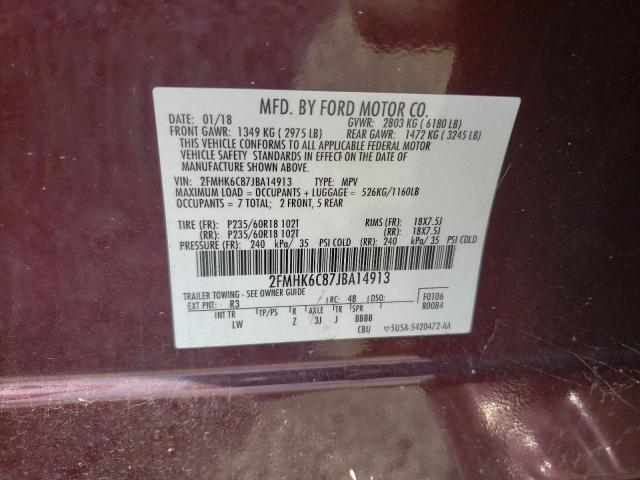 Photo 13 VIN: 2FMHK6C87JBA14913 - FORD FLEX SEL 