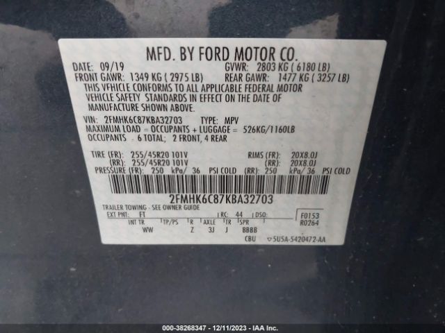 Photo 8 VIN: 2FMHK6C87KBA32703 - FORD FLEX 