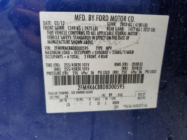 Photo 12 VIN: 2FMHK6C88DBD00595 - FORD FLEX SEL 