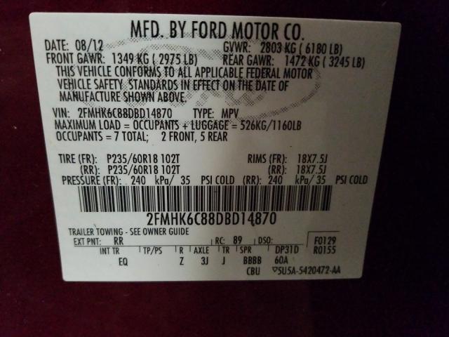 Photo 9 VIN: 2FMHK6C88DBD14870 - FORD FLEX SEL 