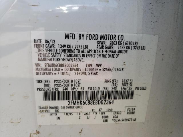 Photo 9 VIN: 2FMHK6C88EBD02364 - FORD FLEX SEL 