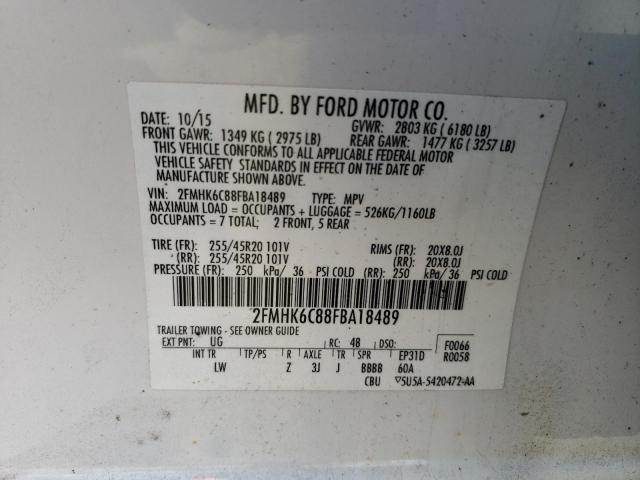 Photo 12 VIN: 2FMHK6C88FBA18489 - FORD FLEX SEL 