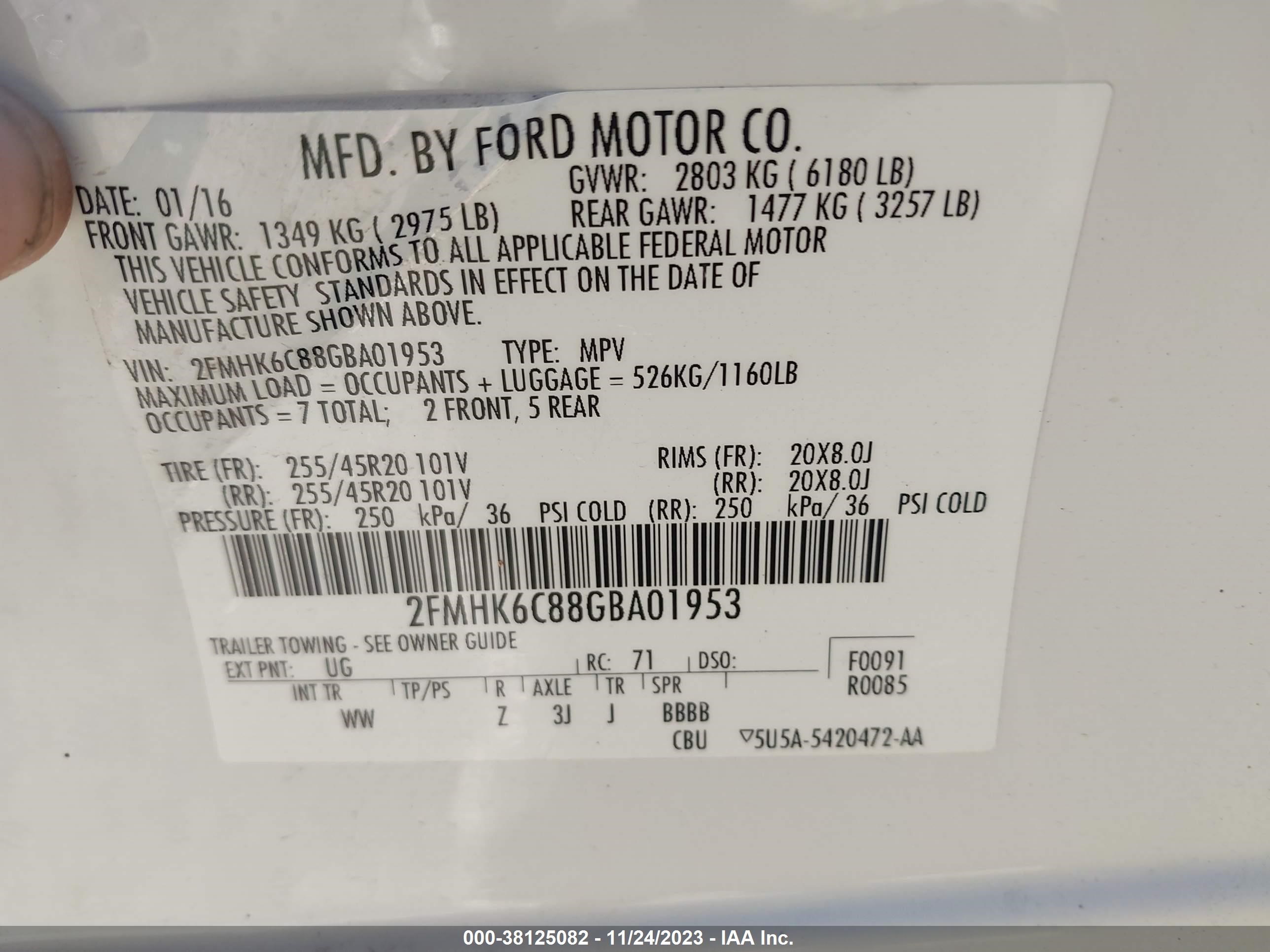 Photo 8 VIN: 2FMHK6C88GBA01953 - FORD FLEX 