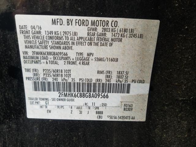 Photo 9 VIN: 2FMHK6C88GBA09566 - FORD FLEX SEL 