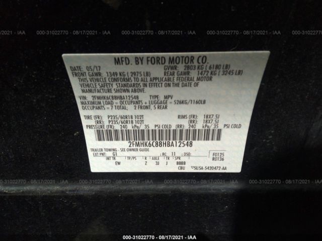 Photo 8 VIN: 2FMHK6C88HBA12548 - FORD FLEX 