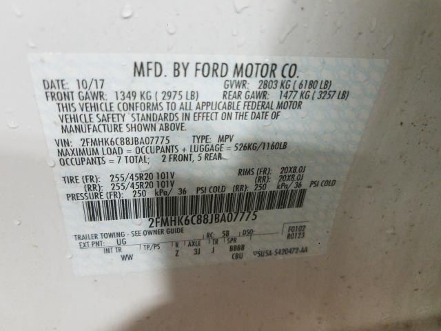 Photo 9 VIN: 2FMHK6C88JBA07775 - FORD FLEX SEL 