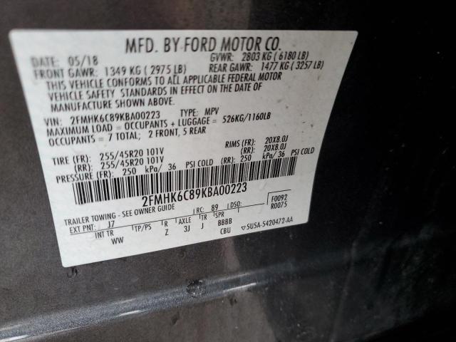 Photo 11 VIN: 2FMHK6C89KBA00223 - FORD FLEX SEL 