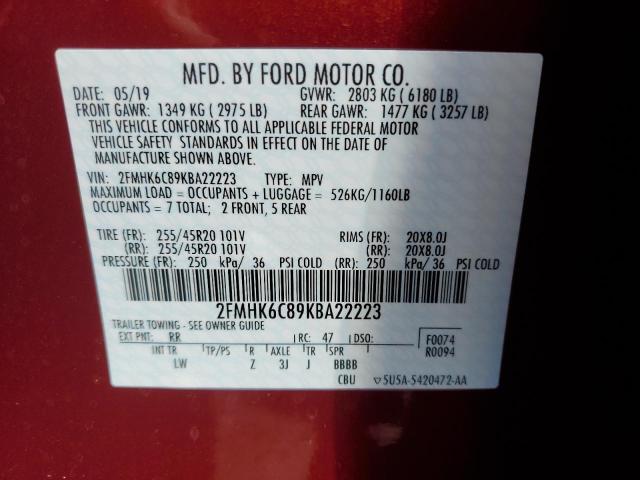 Photo 11 VIN: 2FMHK6C89KBA22223 - FORD FLEX SEL 