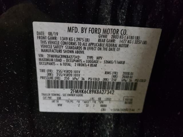 Photo 9 VIN: 2FMHK6C89KBA27342 - FORD FLEX SEL 