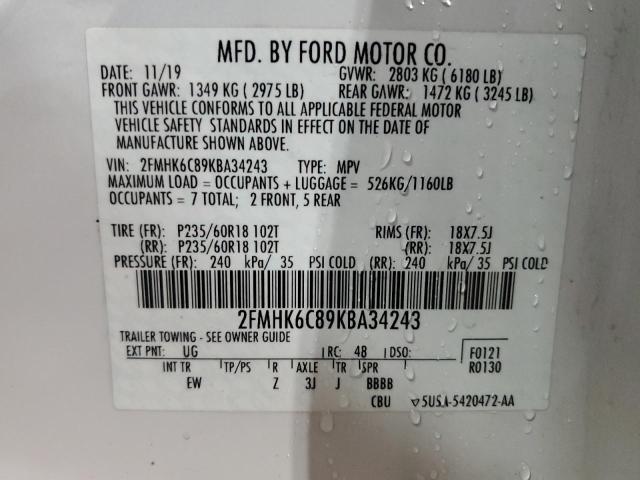 Photo 12 VIN: 2FMHK6C89KBA34243 - FORD FLEX SEL 