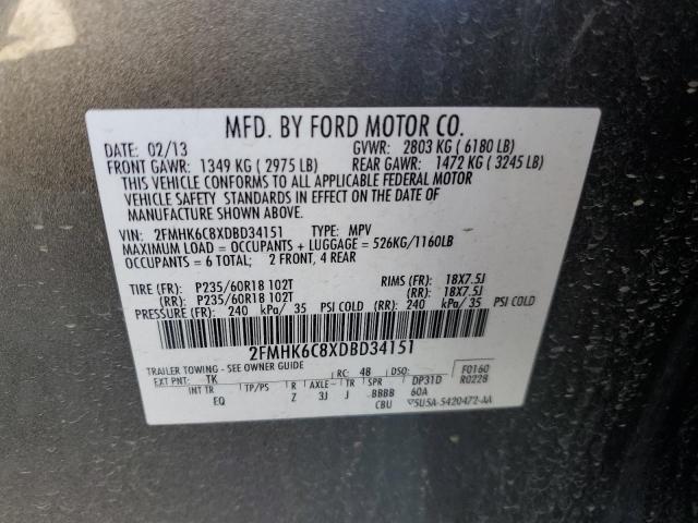 Photo 12 VIN: 2FMHK6C8XDBD34151 - FORD FLEX SEL 