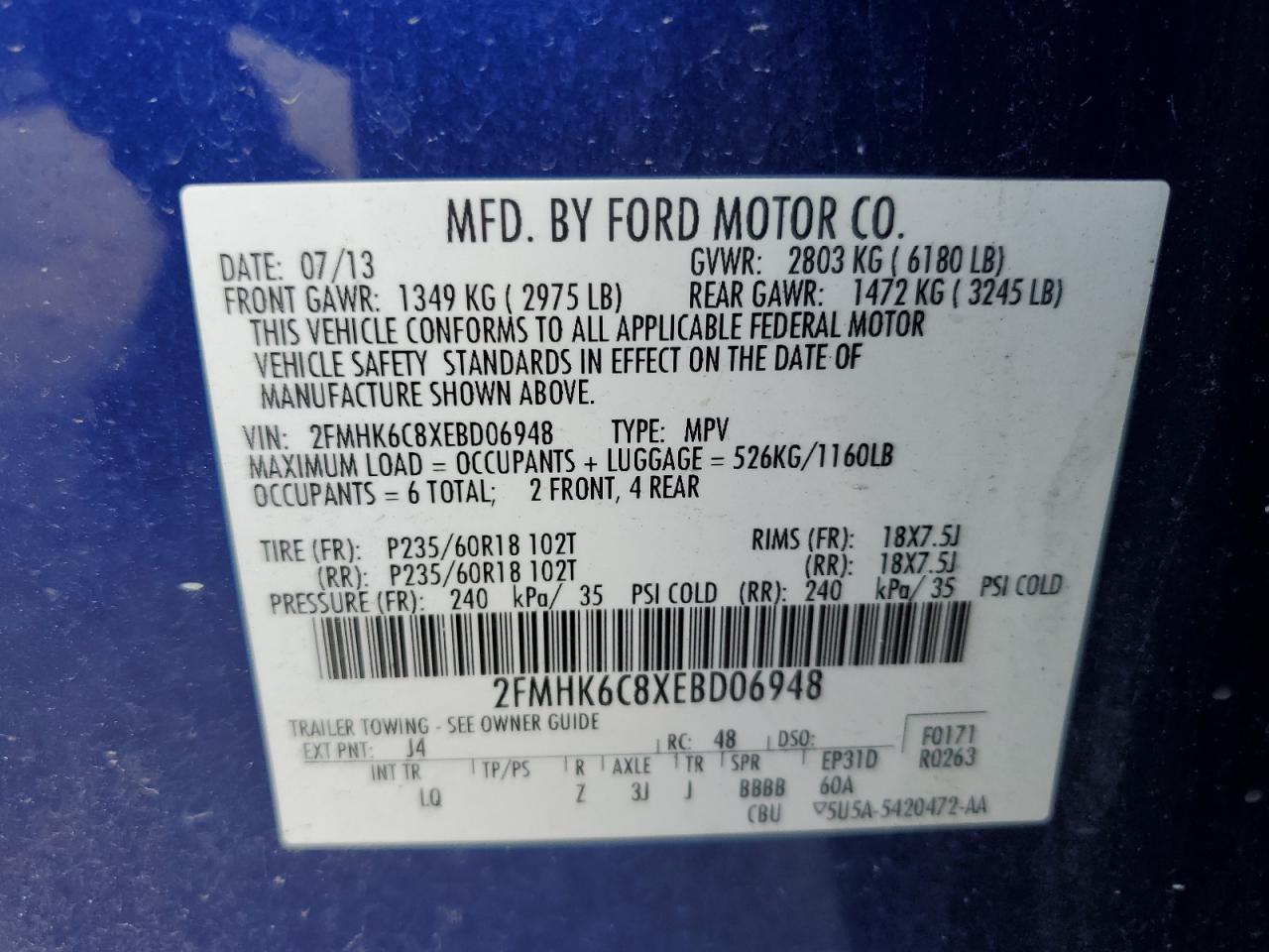 Photo 11 VIN: 2FMHK6C8XEBD06948 - FORD FLEX 