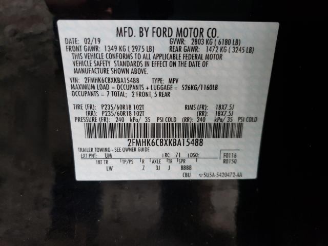 Photo 9 VIN: 2FMHK6C8XKBA15488 - FORD FLEX SEL 