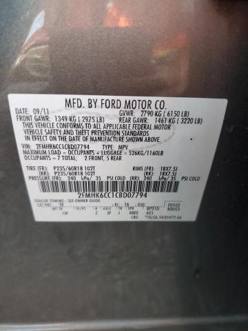 Photo 11 VIN: 2FMHK6CC1CBD07794 - FORD FLEX SEL 