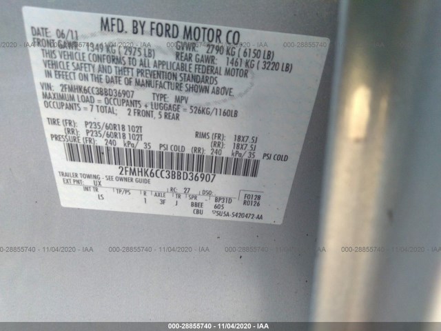 Photo 8 VIN: 2FMHK6CC3BBD36907 - FORD FLEX 