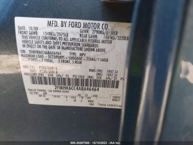 Photo 8 VIN: 2FMHK6CC4ABA46464 - FORD FLEX 