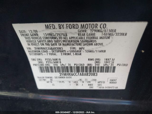 Photo 8 VIN: 2FMHK6CC7ABA82083 - FORD FLEX 