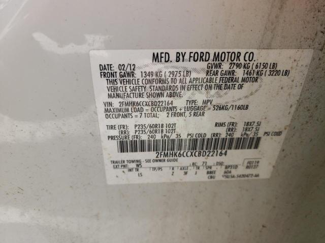 Photo 9 VIN: 2FMHK6CCXCBD22164 - FORD FLEX SEL 