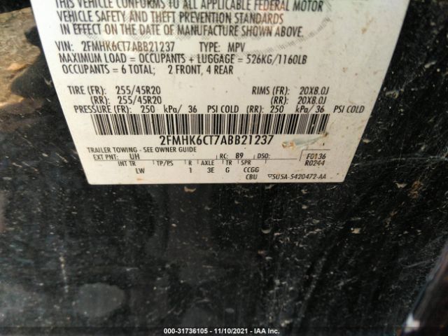 Photo 8 VIN: 2FMHK6CT7ABB21237 - FORD FLEX 