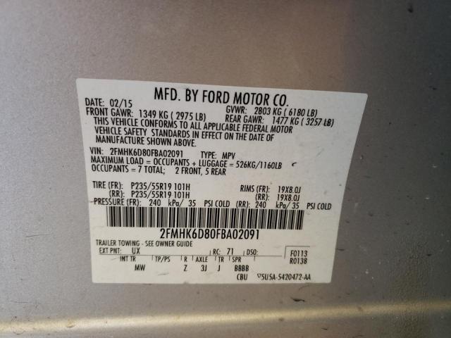 Photo 9 VIN: 2FMHK6D80FBA02091 - FORD FLEX LIMIT 