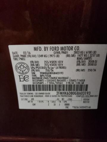 Photo 12 VIN: 2FMHK6D80GBA03193 - FORD FLEX LIMIT 