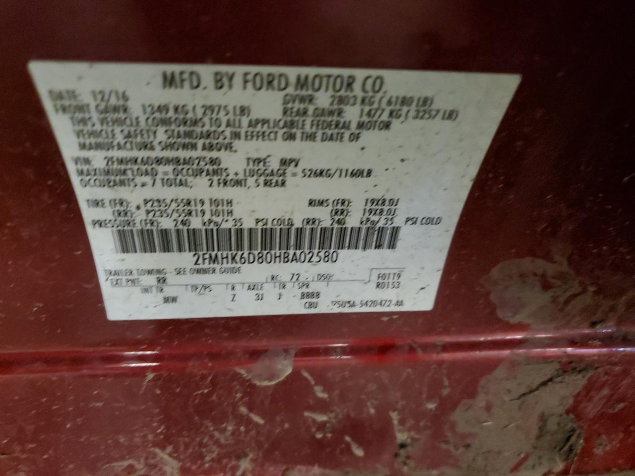 Photo 12 VIN: 2FMHK6D80HBA02580 - FORD FLEX 