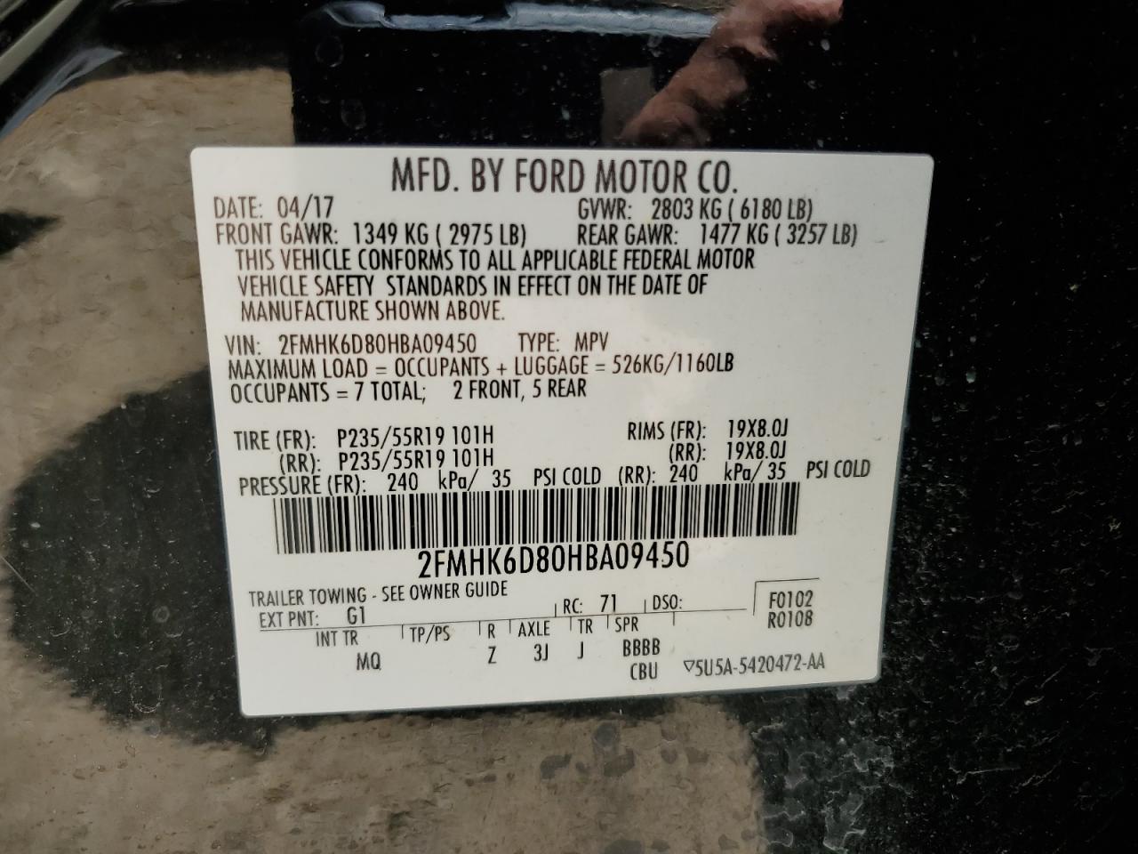 Photo 11 VIN: 2FMHK6D80HBA09450 - FORD FLEX 