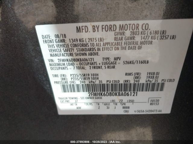 Photo 8 VIN: 2FMHK6D80KBA06121 - FORD FLEX 